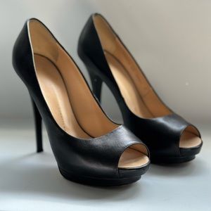 Giuseppe Zanotti black leather open toe pump